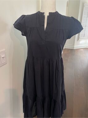 Black Short Sleeve Tiered Mini Dress
